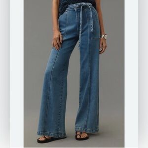 Hudson tie waist high rise wide leg trouser jeans